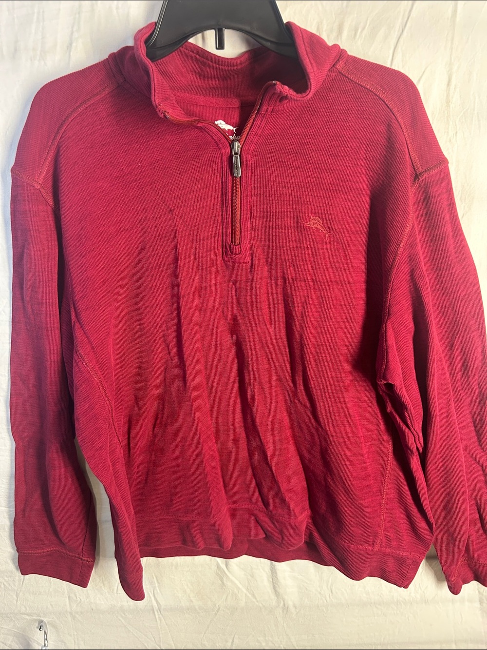 Tommy Bahama Men's Red Quarter-Zip Sweater